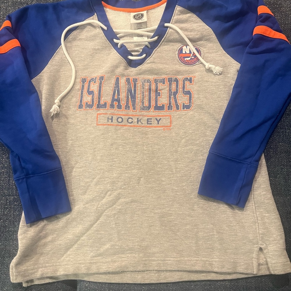 Ladies NY islanders Blue and Gray Hockey sweat Shirt